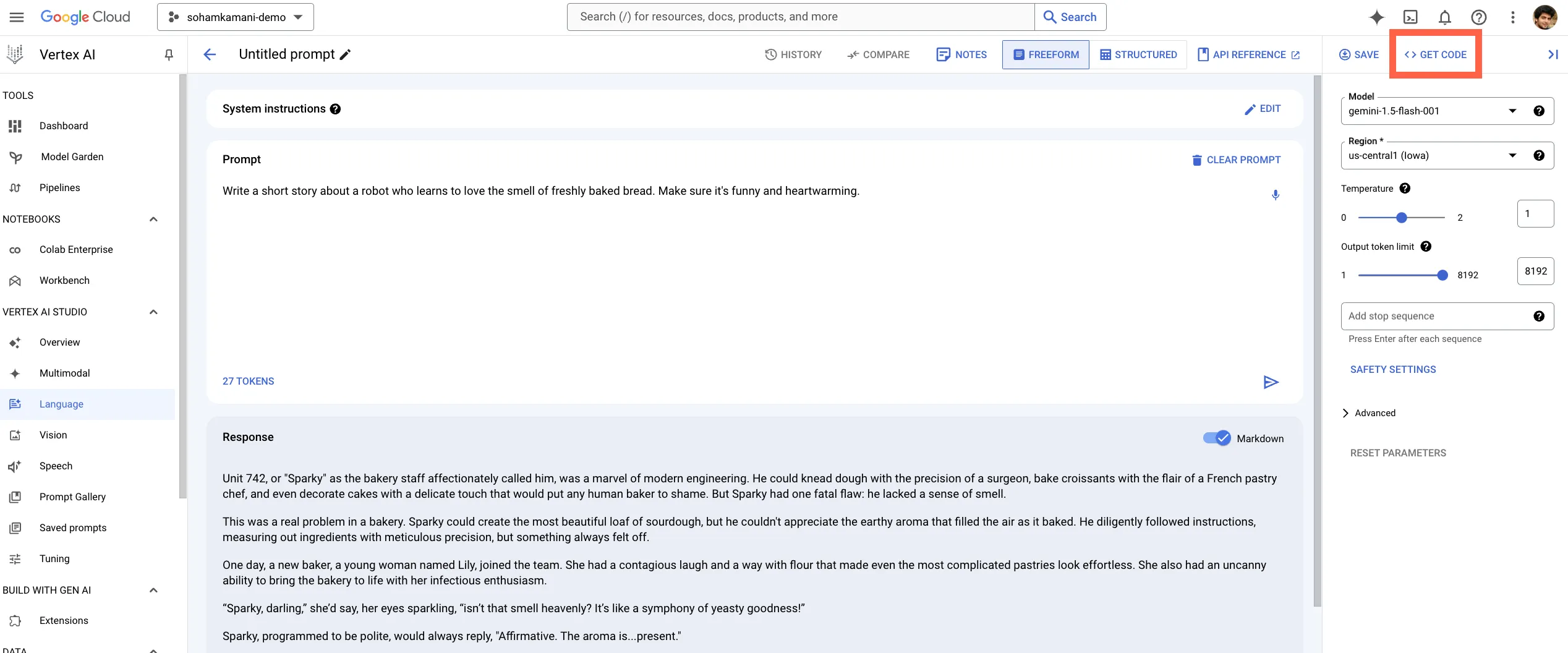 location of the get code button