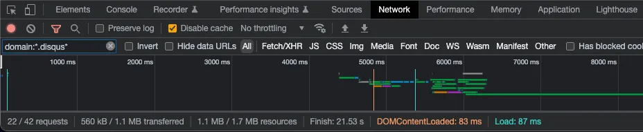 disqus leads to a huge chunk of additional loaded assets