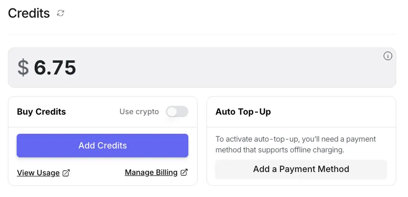 Screenshot of the OpenRouter credits page where users can add funds